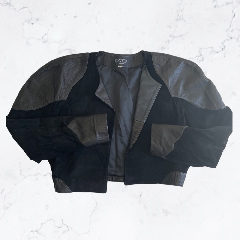 Vintage 80s Leather and suede leather jacket by CACCIA (M) - Picture 2 of 13
